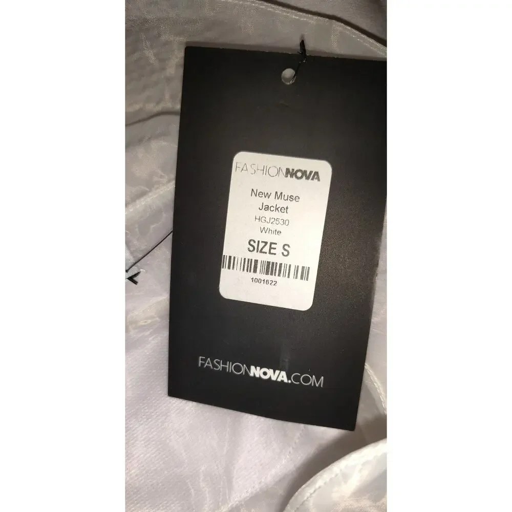 Fashion Nova White Muse Hoodie Sz S Sheer Boxy Jacket Space Futuristic New NWT S - Picture 15 of 16